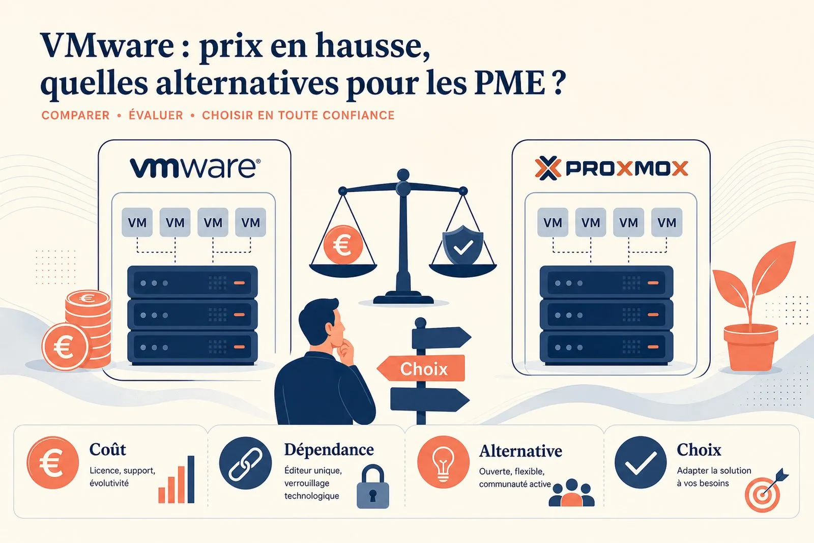 Un dirigeant et un responsable informatique comparent trois scénarios de virtualisation